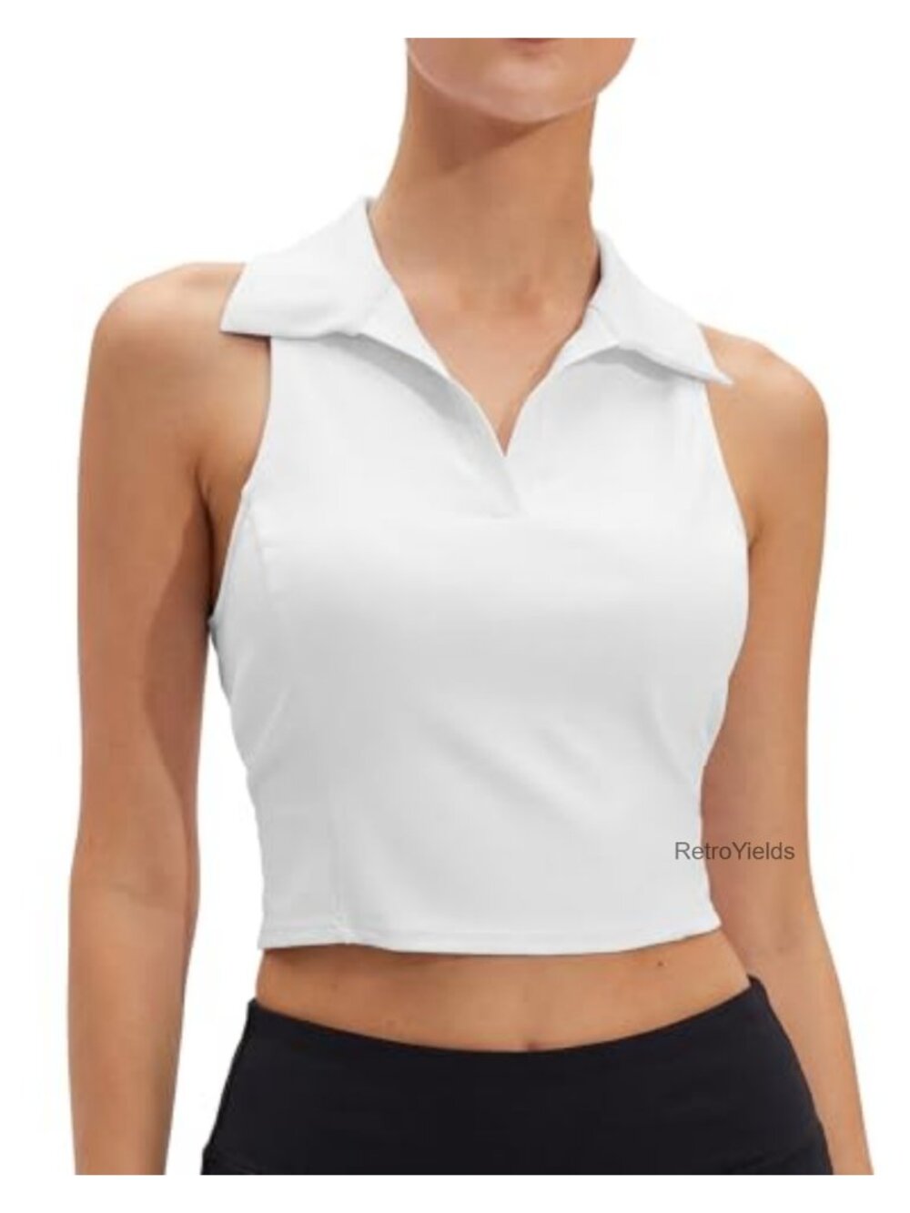 Women's Sleeveless Golf Polo Shirt UPF50+ Quick Dry Cropped Tank Top